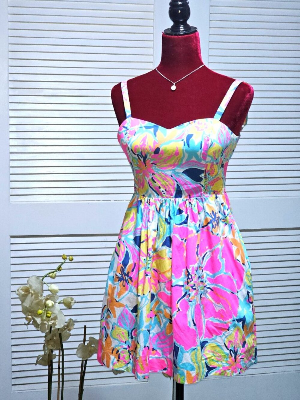 Lilly Pulitzer Women Christine Besame Mucho Poplin Fit & Flare Dress Sz 00 2442 - Picture 1 of 15